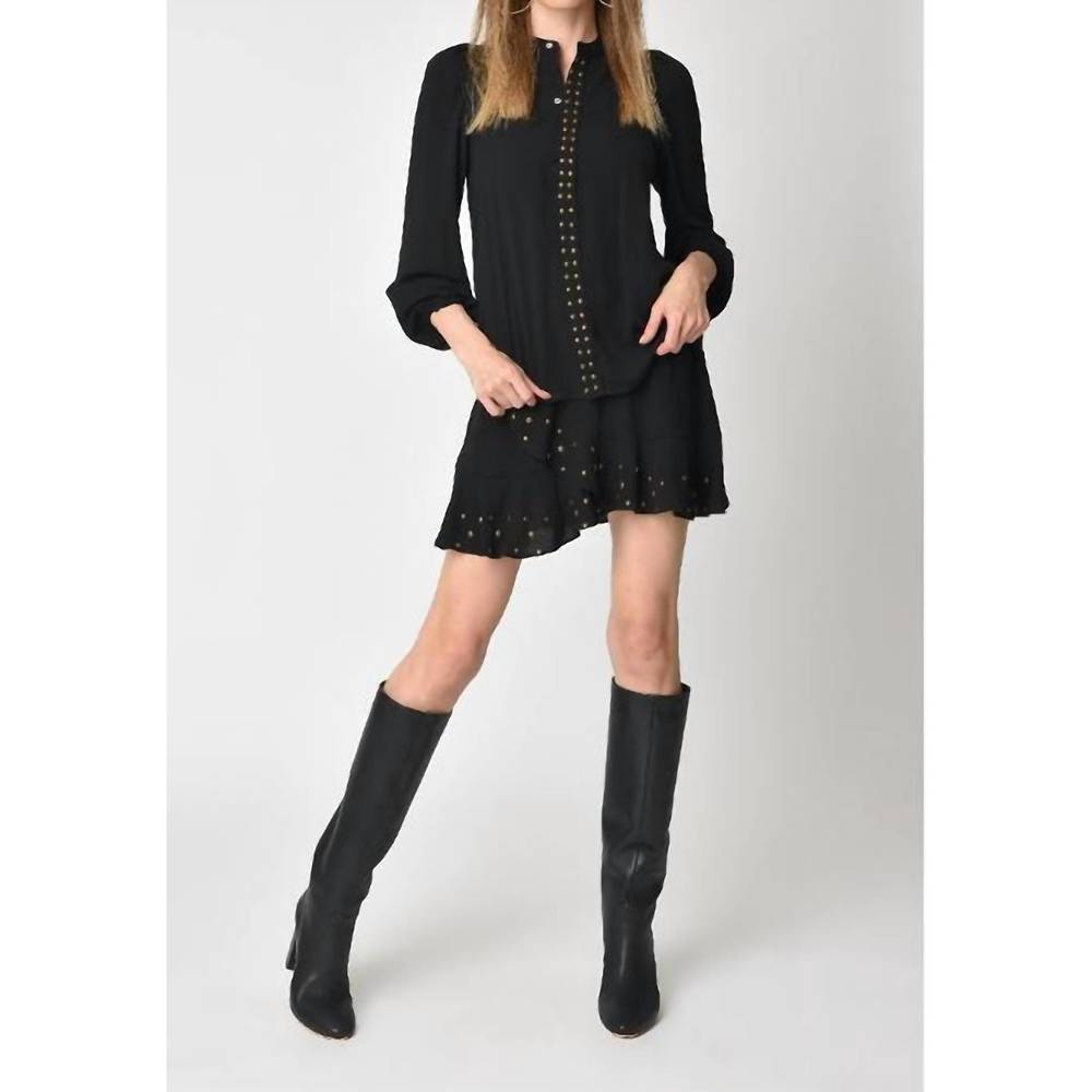 NEW MUCHE & MUCHETTE studded ruffle trim skirt in black